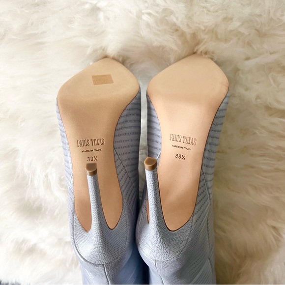 New! PARIS TEXAS 105mm Snakeskin Lizard Effect Knee High Leather Boots in Denim - Picture 14 of 16